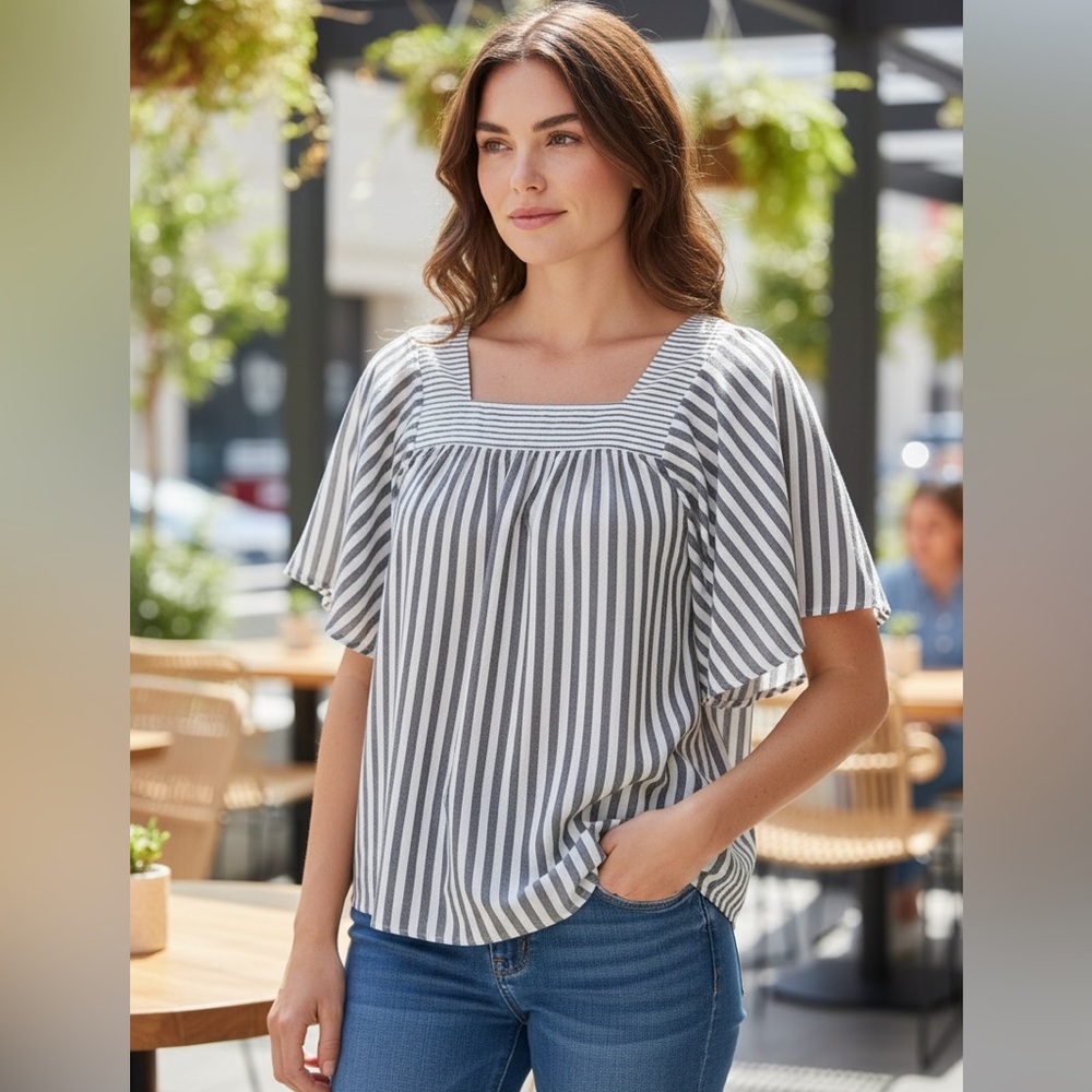 Madewell Popover Striped Dolman Sleeve Blo…